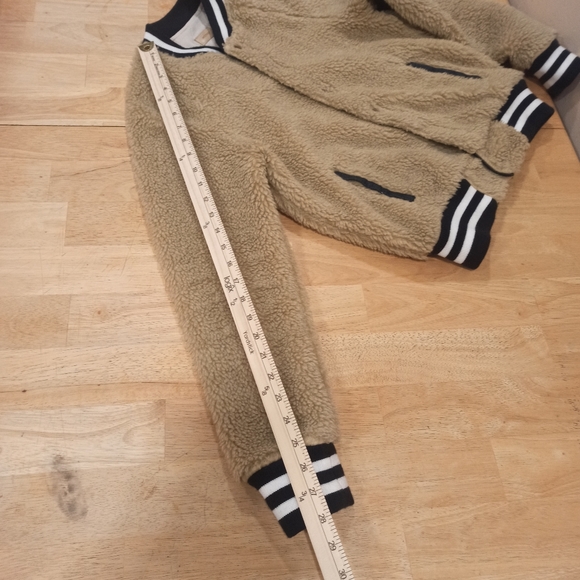 MOTHER Beige Teddy Letterman Snap women's Bomber Jacket in More Than a Feeling - Picture 11 of 16